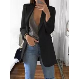 Fashion Pure Colour Long Sleeve Bodycon Blazer