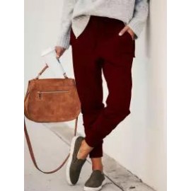 Fashion Elastic Strap Pure Colour Loose Casual Pants