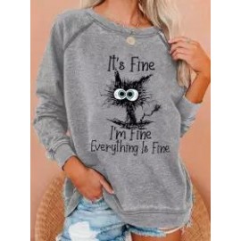 Long Sleeve Animal Crew Neck Women Sweatershirt