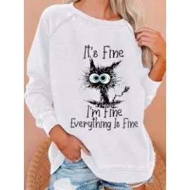 Long Sleeve Animal Crew Neck Women Sweatershirt