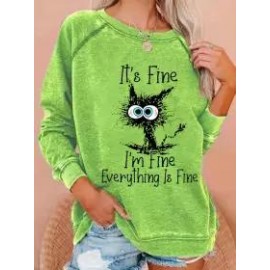 Long Sleeve Animal Crew Neck Women Sweatershirt
