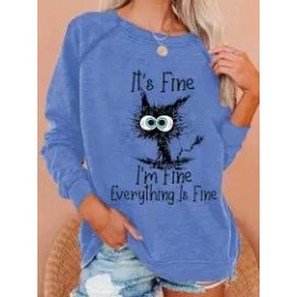 Long Sleeve Animal Crew Neck Women Sweatershirt