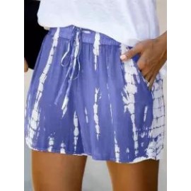 Casual Tie-Dye Striped Wide-Leg Shorts