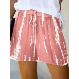 Casual Tie-Dye Striped Wide-Leg Shorts
