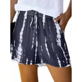 Casual Tie-Dye Striped Wide-Leg Shorts