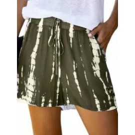 Casual Tie-Dye Striped Wide-Leg Shorts