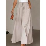 Casual Loose Solid Color Elastic Waist Wide Leg Pants