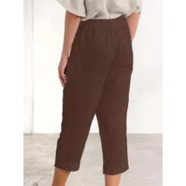 Casual Single Breasted Cotton Linen Loose Pants