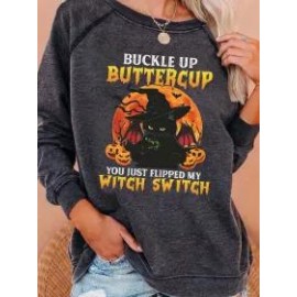 Women's Buckle Up Buttercup You Just Flipped My Witch Switch Halloween Sweater