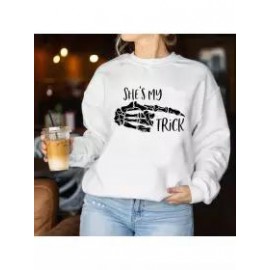 Women's She's My Trick Halloween Print Casual Sweatshirt