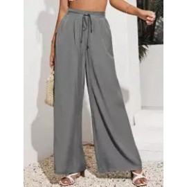 Casual Solid Beach Loose Elastic Waist Pants