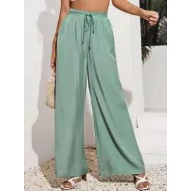 Casual Solid Beach Loose Elastic Waist Pants