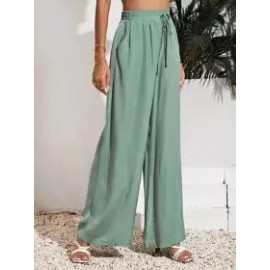 Casual Solid Beach Loose Elastic Waist Pants
