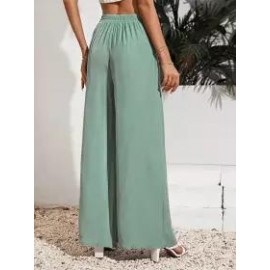 Casual Solid Beach Loose Elastic Waist Pants