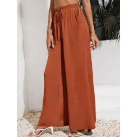 Casual Solid Beach Loose Elastic Waist Pants