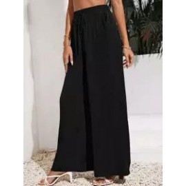 Casual Solid Beach Loose Elastic Waist Pants