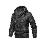 Mens Outdoor Cold-proof Motorcycle Leather Jacket
