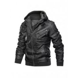 Mens Outdoor Cold-proof Motorcycle Leather Jacket
