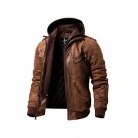 Mens Outdoor Cold-proof Motorcycle Leather Jacket