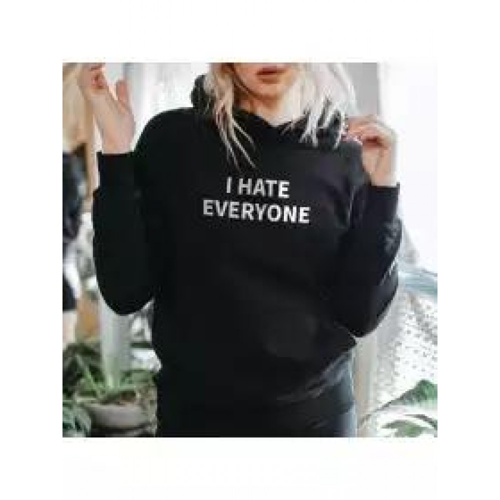 Women's I Hate Everyone Print Casual Hoodie Women's I Hate Everyone Print Casual Hoodie