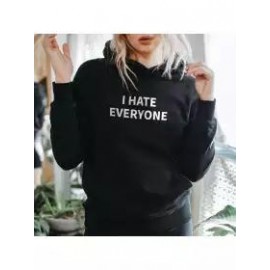 Women's I Hate Everyone Print Casual Hoodie