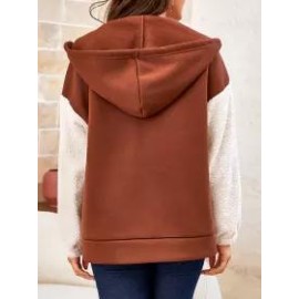 Ladies Polar Fleece Long Sleeve Colorblock Cardigan Sweatshirt