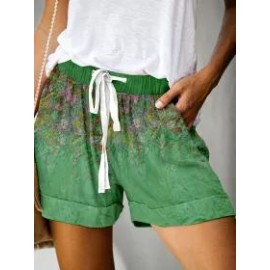 Casual Floral Print Short Pants Womens