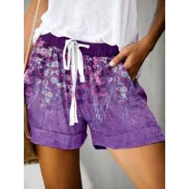 Casual Floral Print Short Pants Womens