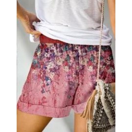 Casual Floral Print Short Pants Womens