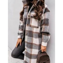 New Women's Long-sleeved Plaid Print Mid-length Shirt Jacket