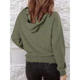 Casual Loose Solid Tie Long Sleeve Hoodie