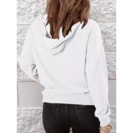 Casual Loose Solid Tie Long Sleeve Hoodie