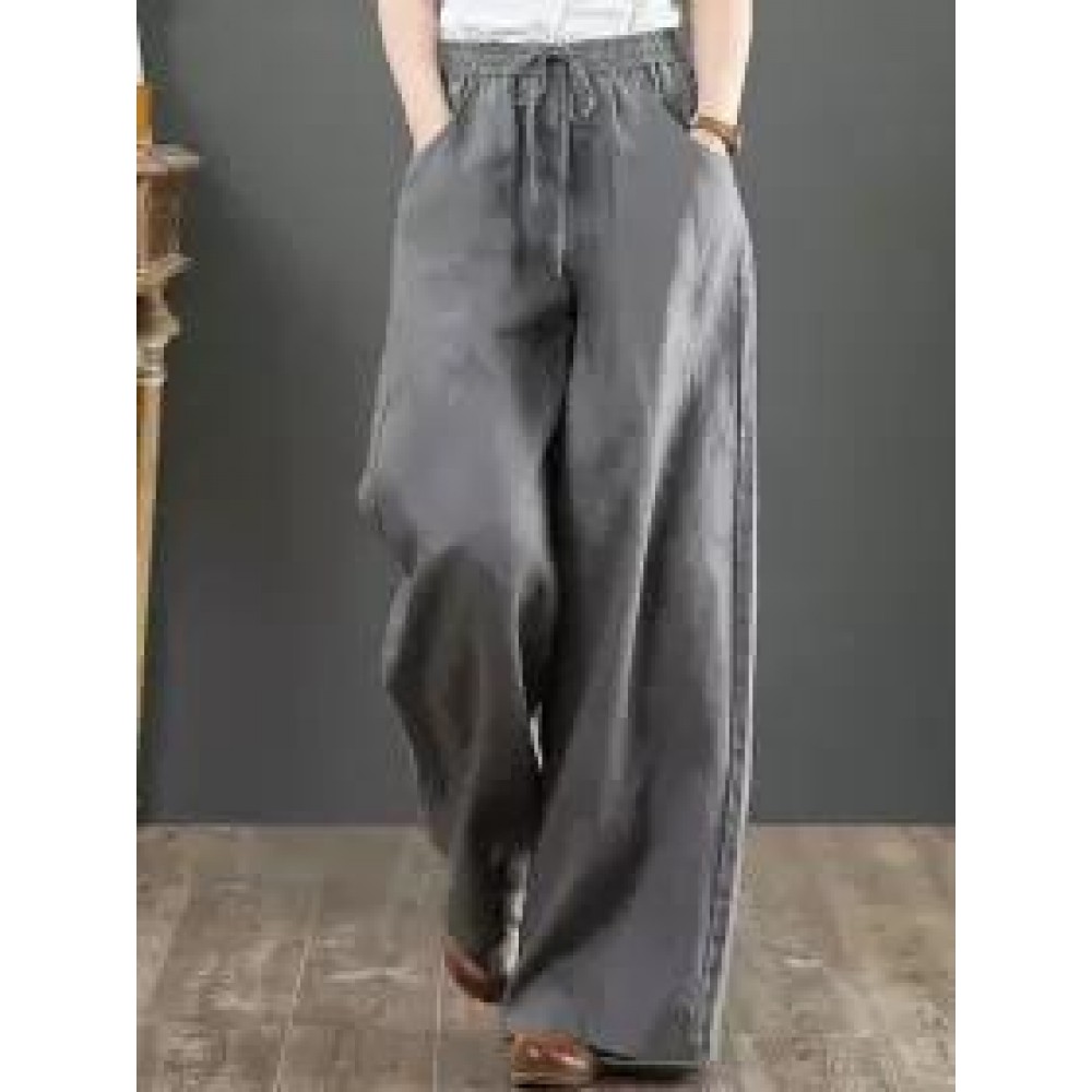 Literary Cotton And Linen Loose Wide-Leg Pants