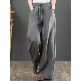 Literary Cotton And Linen Loose Wide-Leg Pants
