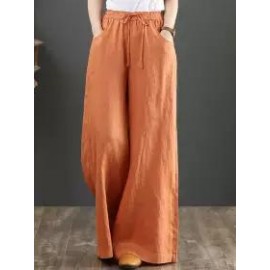 Literary Cotton And Linen Loose Wide-Leg Pants