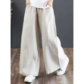 Literary Cotton And Linen Loose Wide-Leg Pants