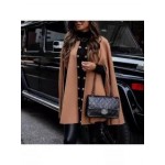Fashion Color-blocking Buttoned Cape Jacket