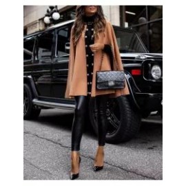 Fashion Color-blocking Buttoned Cape Jacket