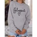 Round Neck Long Sleeve Casual Print Sweatshirt