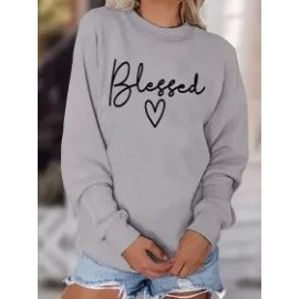 Round Neck Long Sleeve Casual Print Sweatshirt