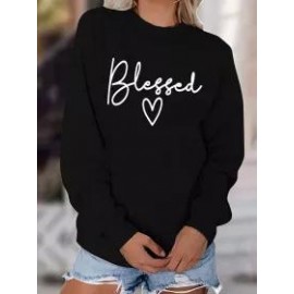 Round Neck Long Sleeve Casual Print Sweatshirt