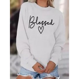 Round Neck Long Sleeve Casual Print Sweatshirt
