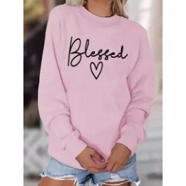 Round Neck Long Sleeve Casual Print Sweatshirt