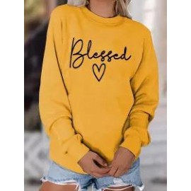 Round Neck Long Sleeve Casual Print Sweatshirt