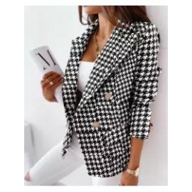 New Long Sleeve Double Breasted Fashion Print Blazer