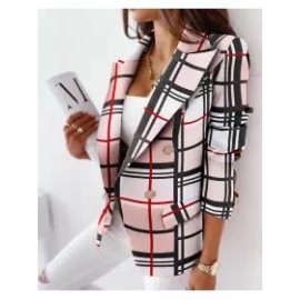 New Long Sleeve Double Breasted Fashion Print Blazer