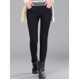 Casual Solid Color Denim High Waist Stretch Leggings