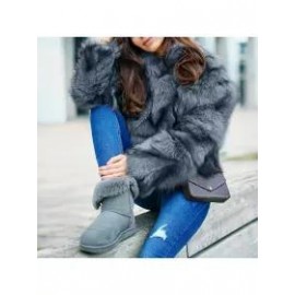 New Women Fur Vintage Leather Casual Coat Jacket