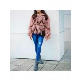 New Women Fur Vintage Leather Casual Coat Jacket
