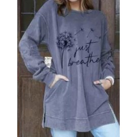 Loose Casual Dandelion Print Crew Neck Long Sleeve Sweatshirt